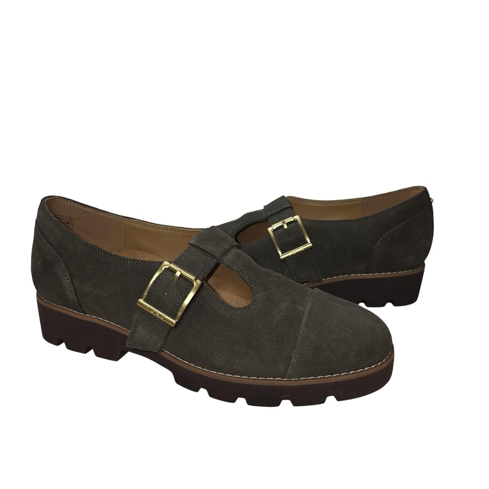 Vionic Carmen Mary Jane Shoes Women 8 Green Suede Comfort Lug Sole Casual